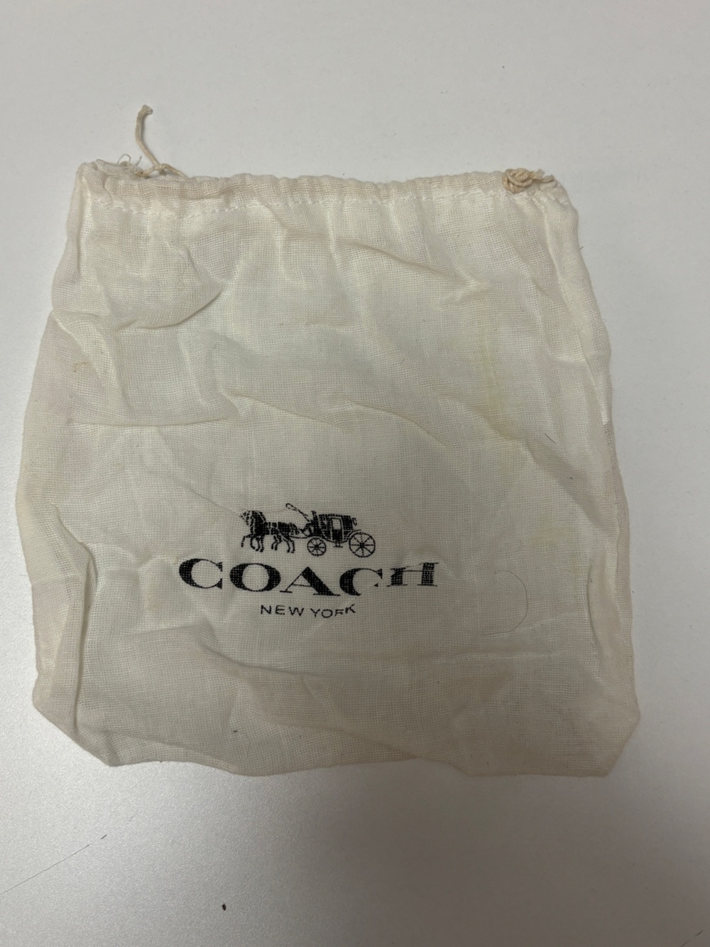 Coach Cream Drawstring Dust Pouch with Black Logo
